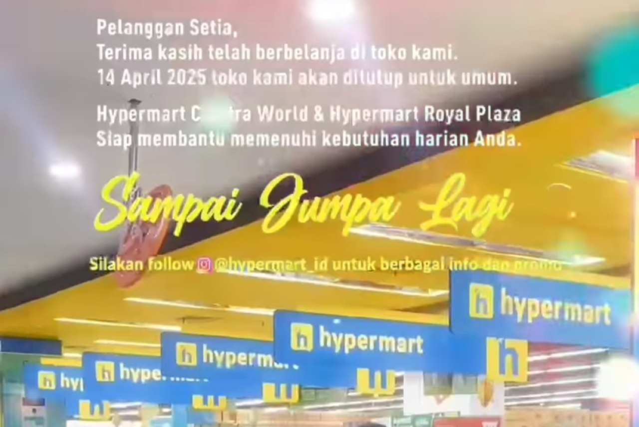 Hypermart Pakuwon Mall tutup Senin 14 April 2025. (Foto: Instagram)
