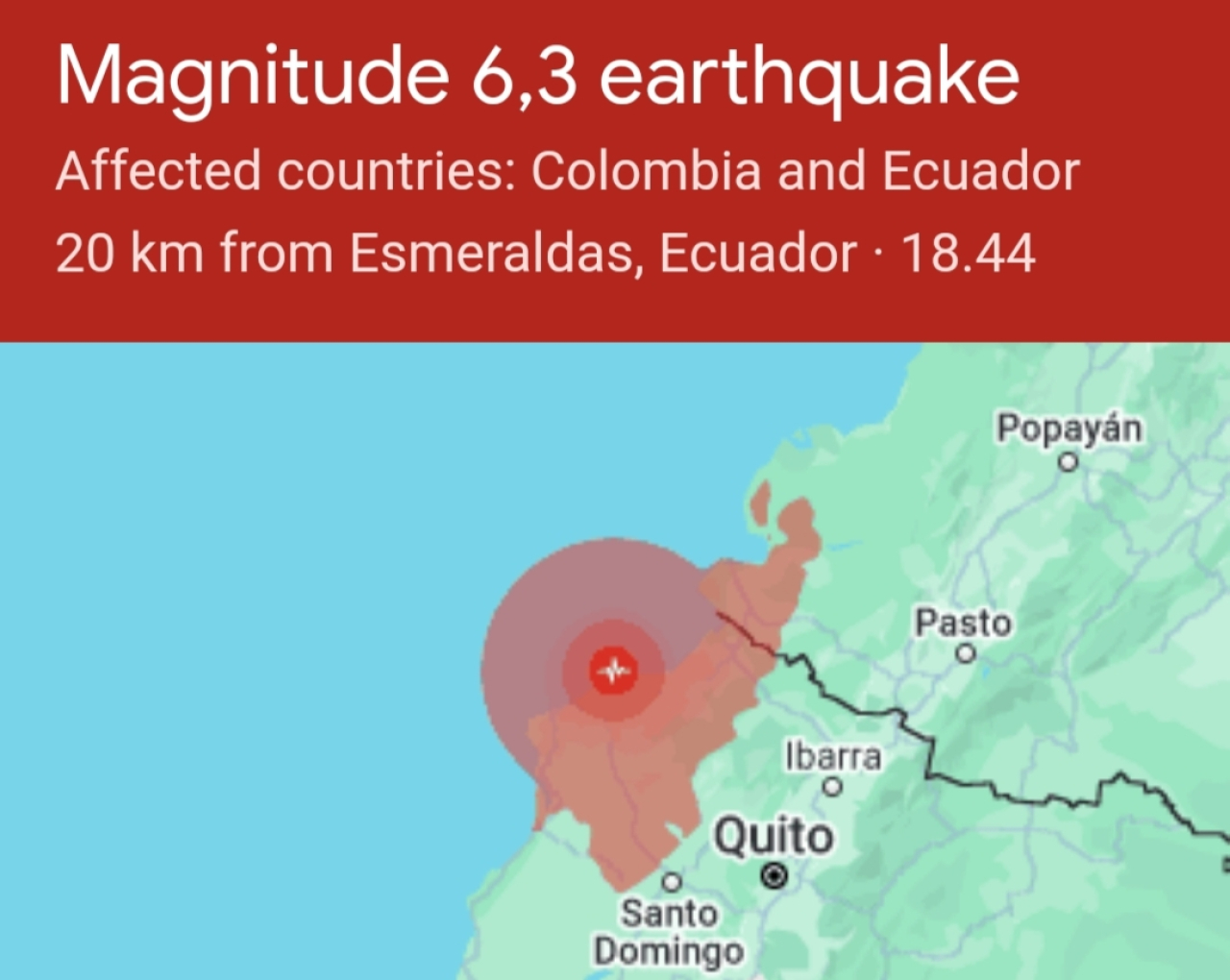 Gempa M 6,3 Guncang Ekuador sempat Mengeluarkan Peringatan Tsunami