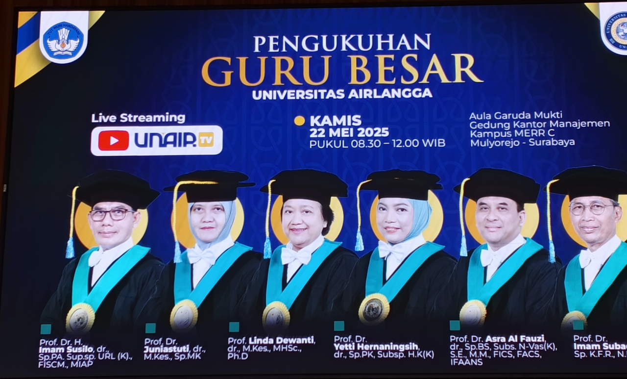 UNAIR Pengukuhan Enam Guru Besar Baru