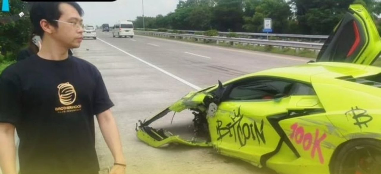 Lamborghini Bos Kripto Gabriel Rey Kecelakaan di Tol Jomo, Damai dengan Korban