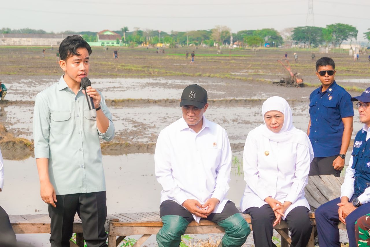 Kunjungan kerja Wapres Gibran didampingi Mentan Amran dan Gubernur Khofifah di Ngawi, Jawa Timur. (Foto: Istimewa)