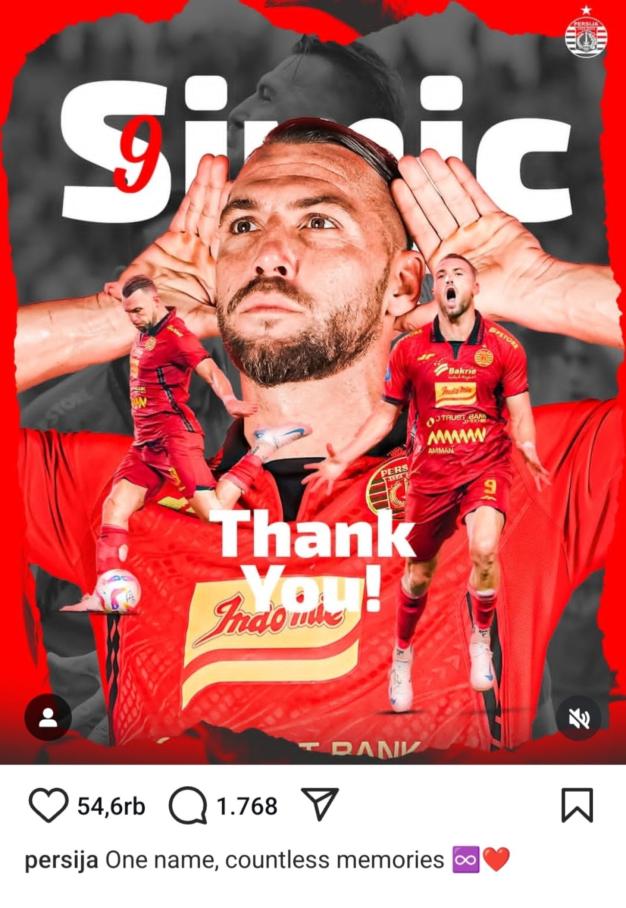 Persija menyampaikan ucapan terima kasih untuk mantan pemainnya. (Foto: Instagram @peesija)