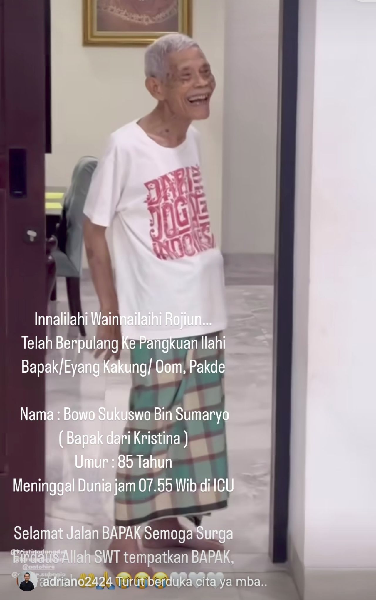 Kenangan ayah Kristina sesama hidup. (Foto: Insta story)