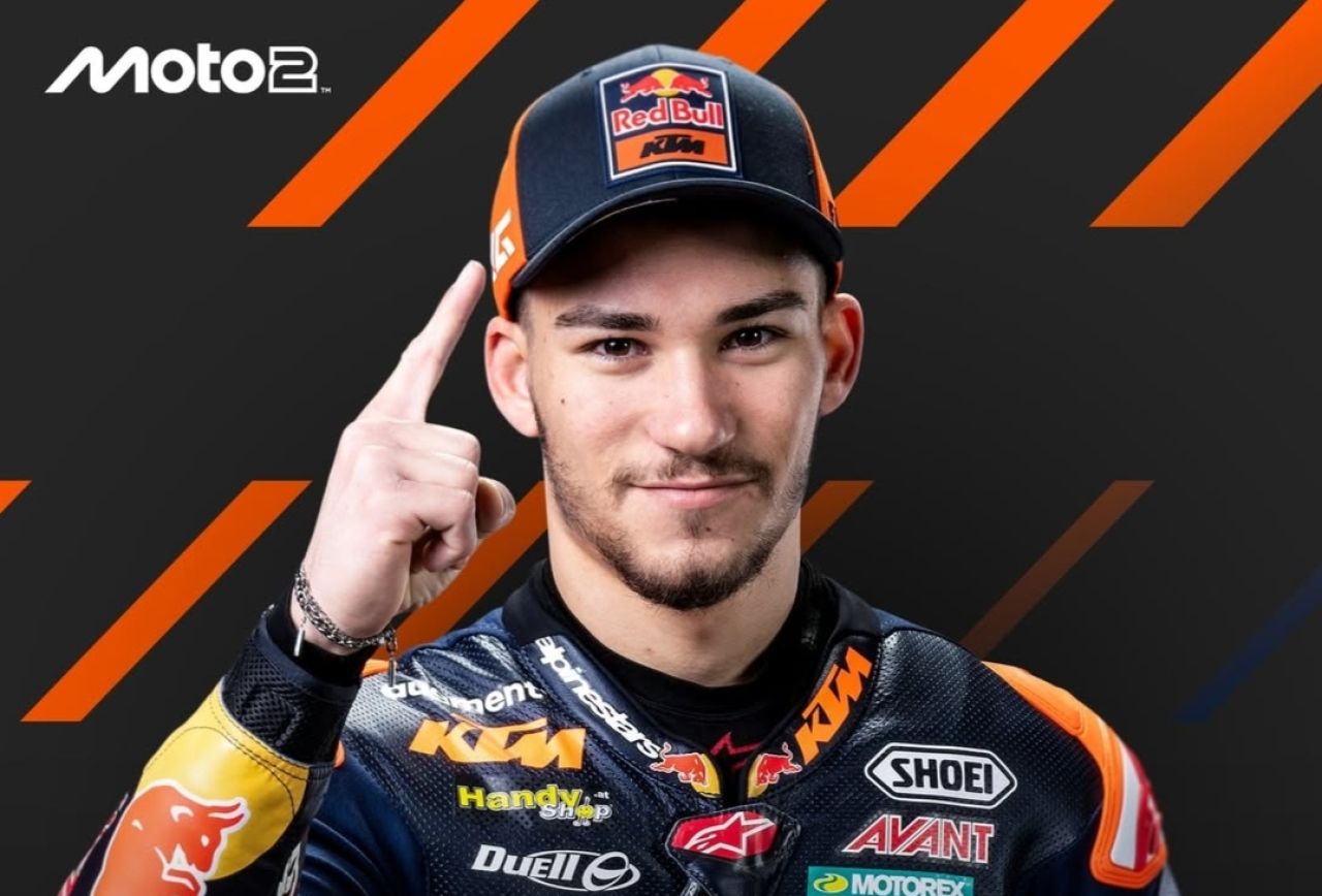 Pembalap Red Bull KTM Ajo, Deniz Oncu, sukses merebut kemenangan dalam balapan Moto2 Aragon 2025. (Foto: X @motogp)