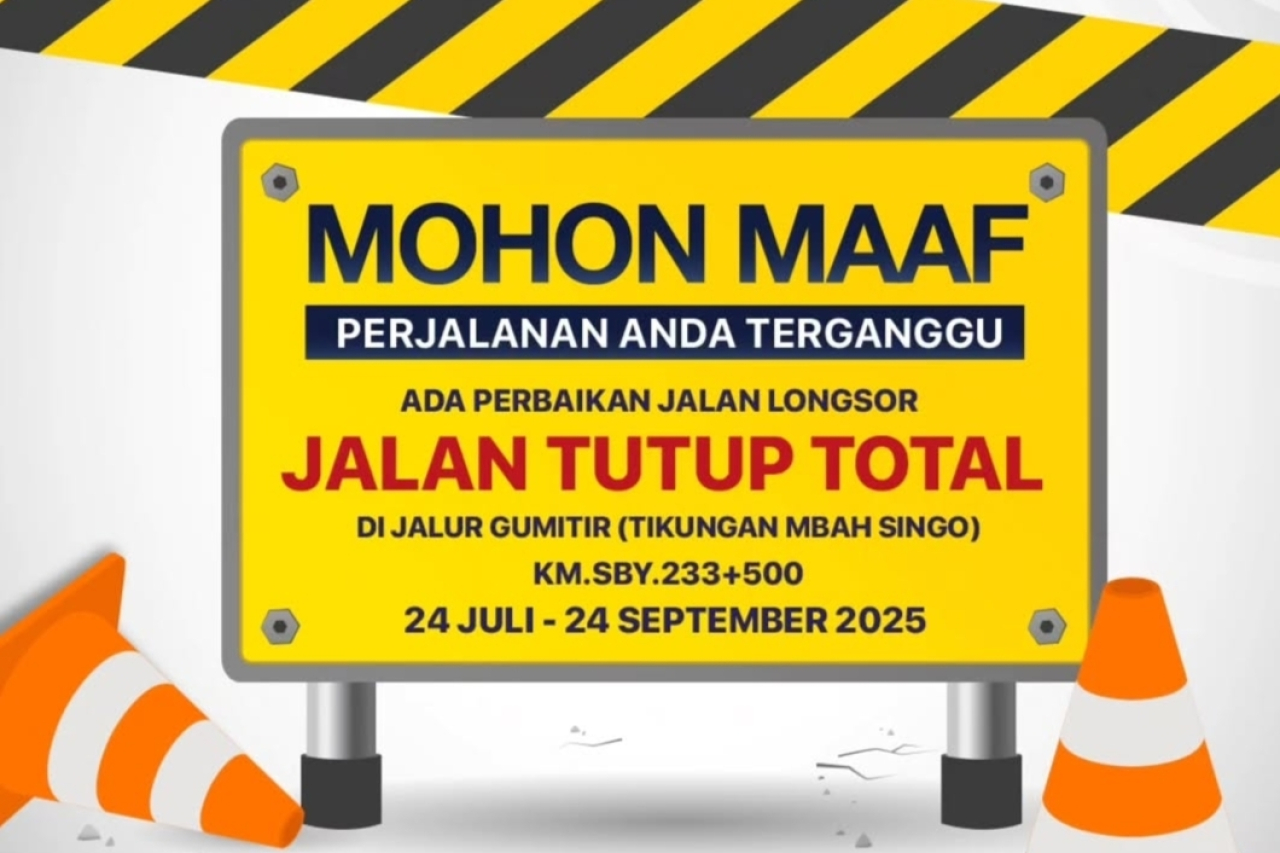 Jalur Gumitir Akses Jember–Banyuwangi Ditutup Total 24 Juli sampai 24 September 2025