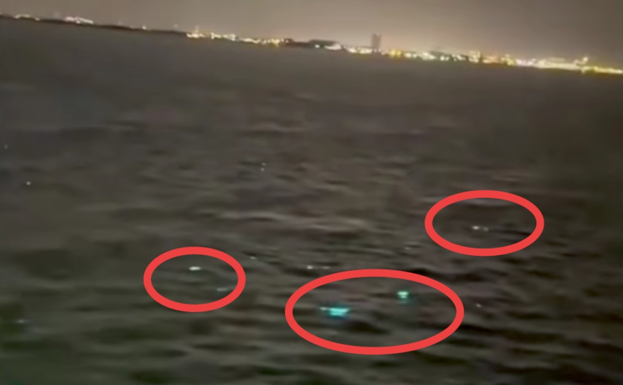 Cahaya Air Laut di Bawah Jembatan Suramadu saat Malam, Ini Penjelasannya