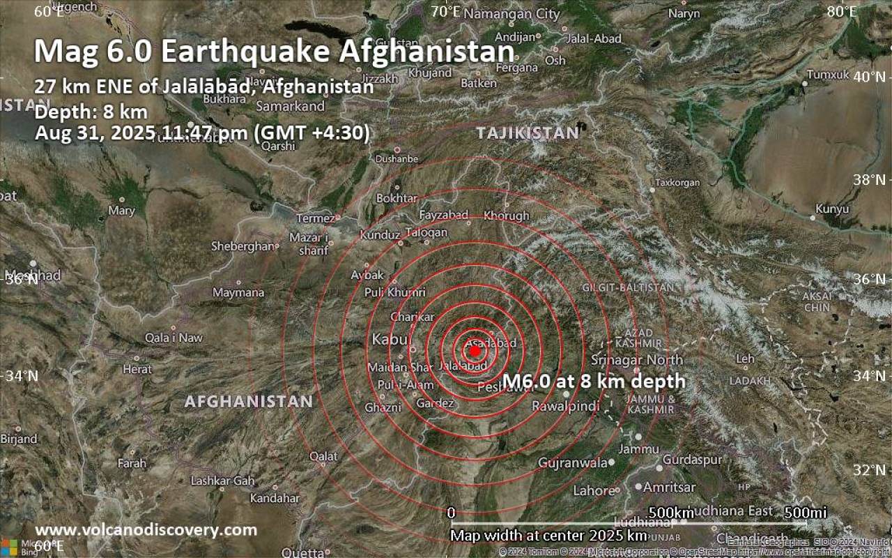 Gempa M 6,0 Guncang Afghanistan Timur
