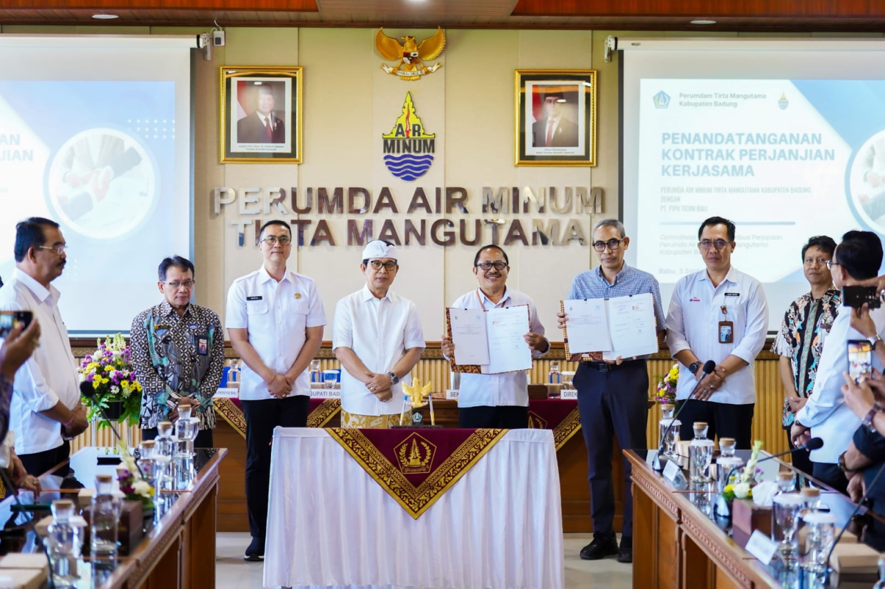Penandatanganan MoU Perumda Tirta Mangutama Dengan PT Pipa Ticini Bali