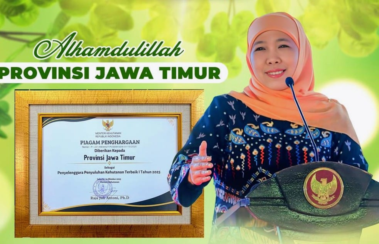 Pemprov Jatim meraih Penghargaan Terbaik I Nasional Dalam Penyelenggaraan Penyuluhan Kehutanan Tahun 2025. (Foto: Istimewa)