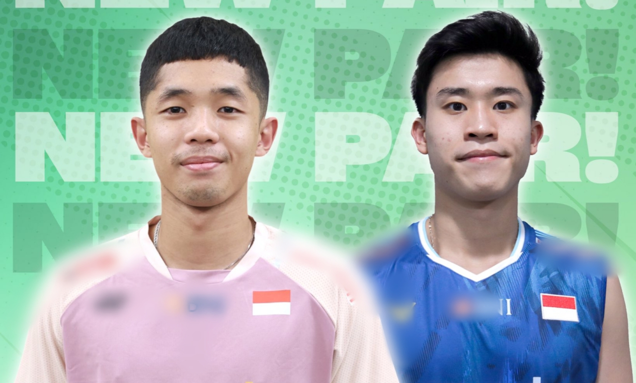 Ganda Putra Indonesia terbaru, Adrian Pratama (kiri) dan Verrell Yustin Mulia. (Foto: X @INABadminton)