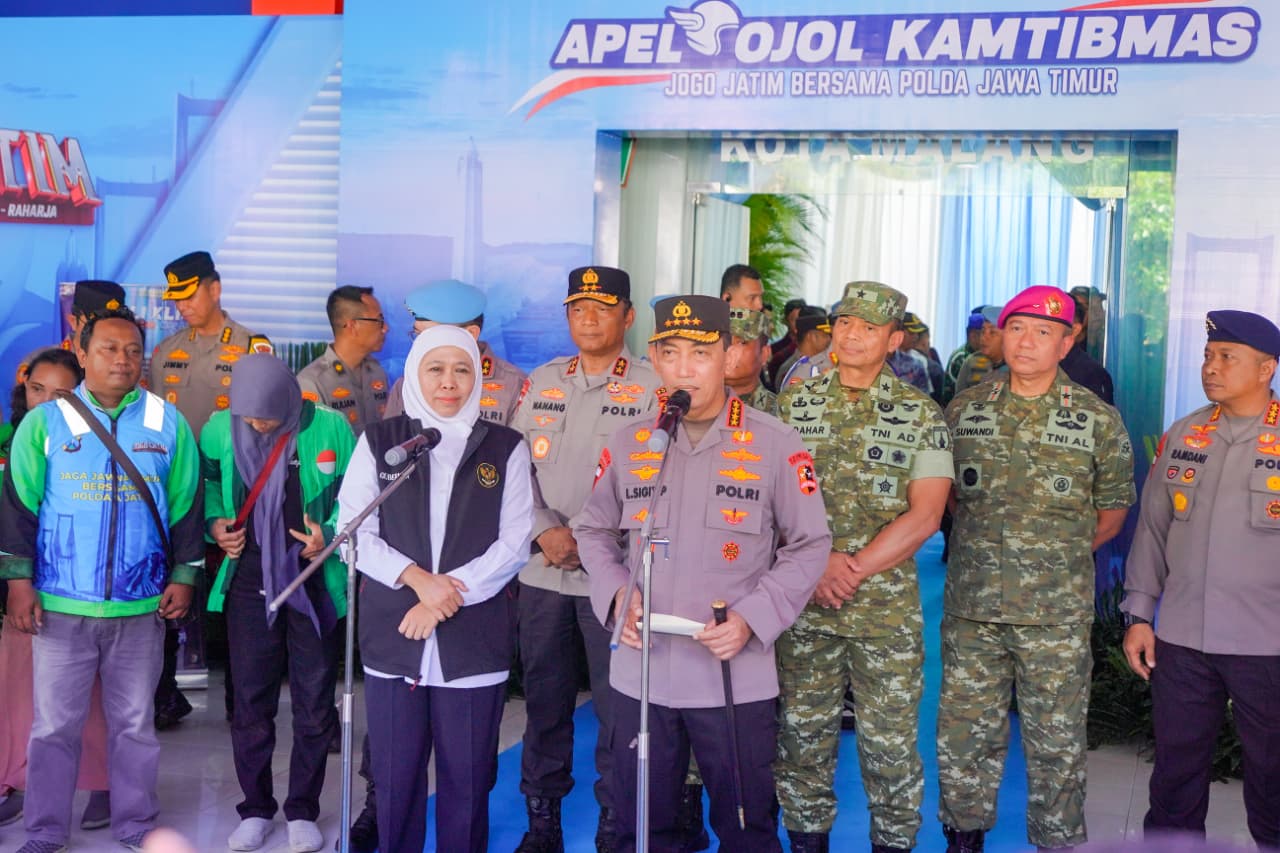 Kapolri Pimpin Apel Bersama 4.425 Ojol Jogo Jatim