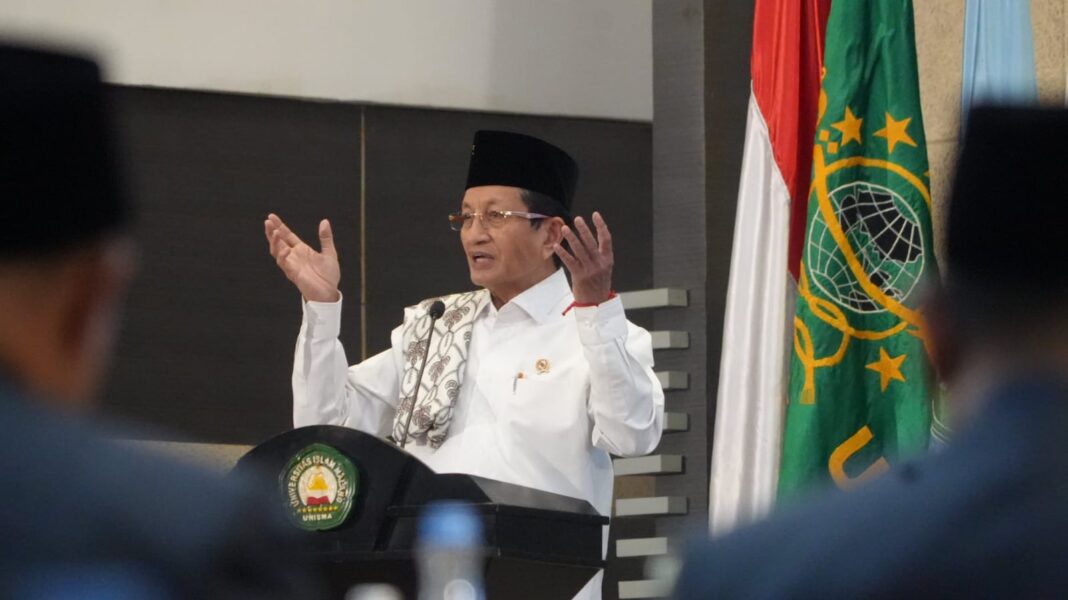 Menag Nasaruddin Umar saat memberi kuliah umum di Unisma Malang